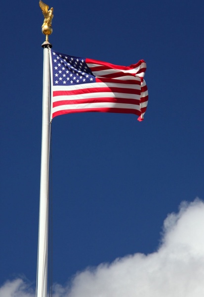american flag in wind