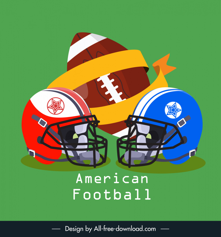 american football advertising banner helmet ball 3d sketch