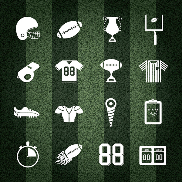 american football collection on striped background