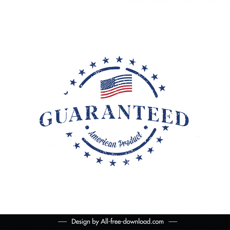 american guaranteed stamp template retro flat flag stars decor