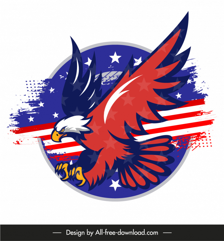 american insignia design elements flag elements dynamic grungy flying eagle flat sketch