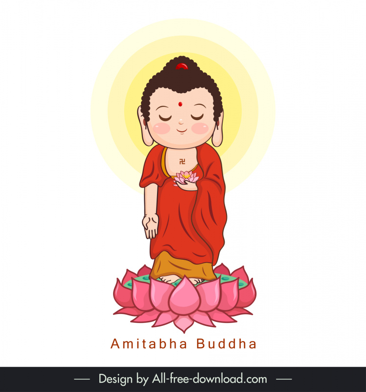amitabha buddha illustration icon lotus decor cartoon sketch