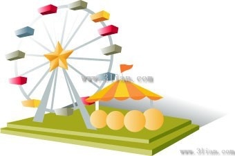 amusement park big wheel vector