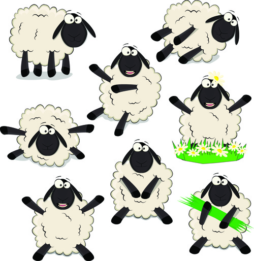 amusing black sheeps vector