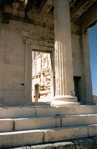 ancient building pillar in rhodos