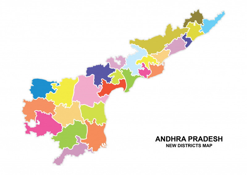 andhra pradesh new districts map template flat colorful design 