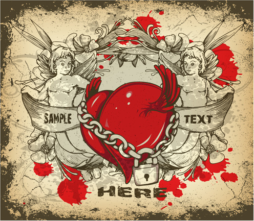 angel and love elements vector background