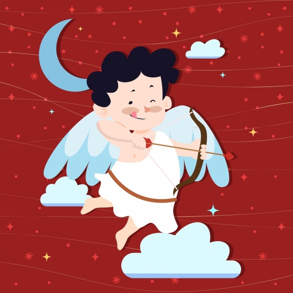 angel background winged boy arrow bow icons