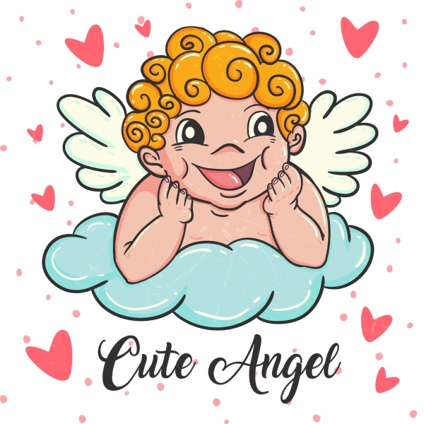 angel drawing cute kid icon colored cartoon design 