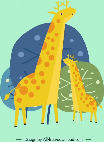 animal background giraffe icon colored classical design