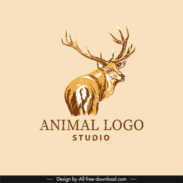 animal logotype retro handdrawn reindeer sketch