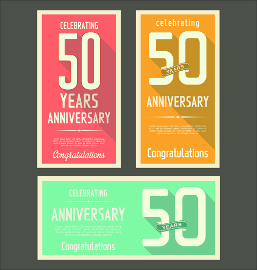 anniversary celebrating vintage flat cards vector