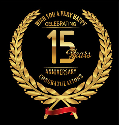 anniversary celebration golden laurel wreath labels vector