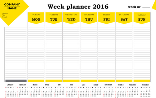 annual planner16 calendar vectors