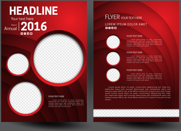 annual report flyer template on 3d red background 