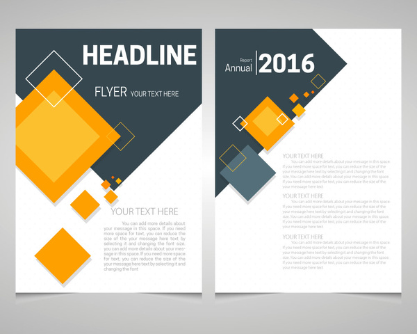 annual report flyer template with lozenge arrangement design