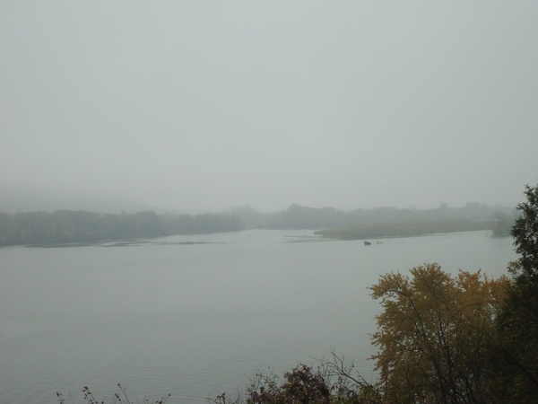 another view of the foggy river at great river bluffs state park minnesota 