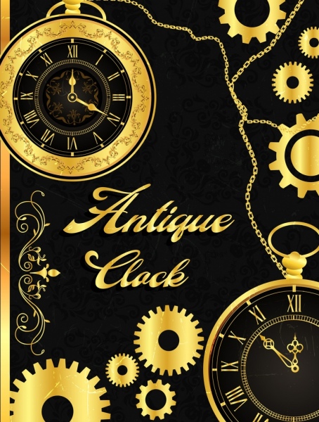 antique clock mechanism background shiny golden design