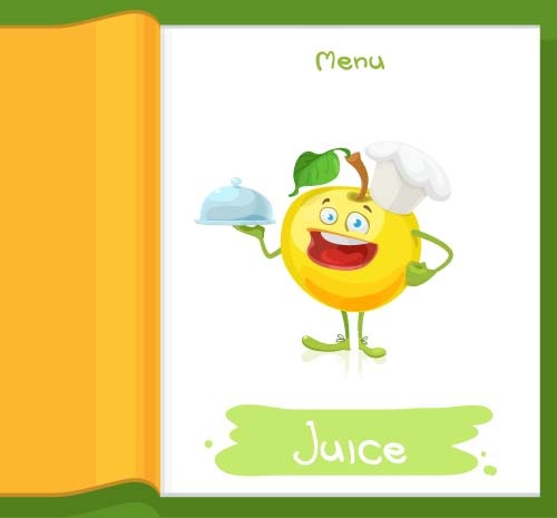 apple chef cartoon menu vector