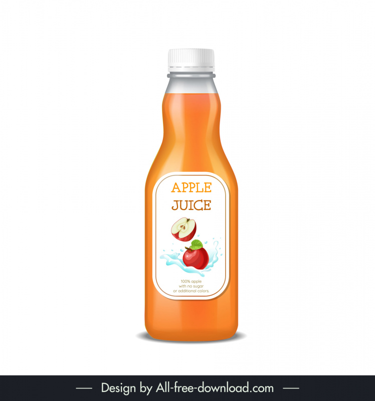 apple juice bottle icon flat elegant decor slices sketch