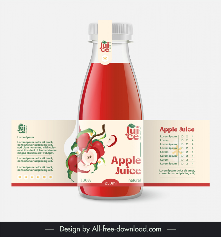 apple juice bottle packaging template elegant realistic
