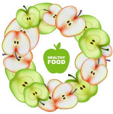 apple slice healthy food background vector