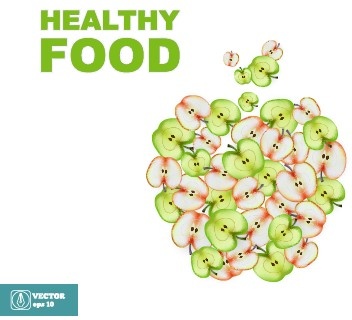 apple slice healthy food background vector