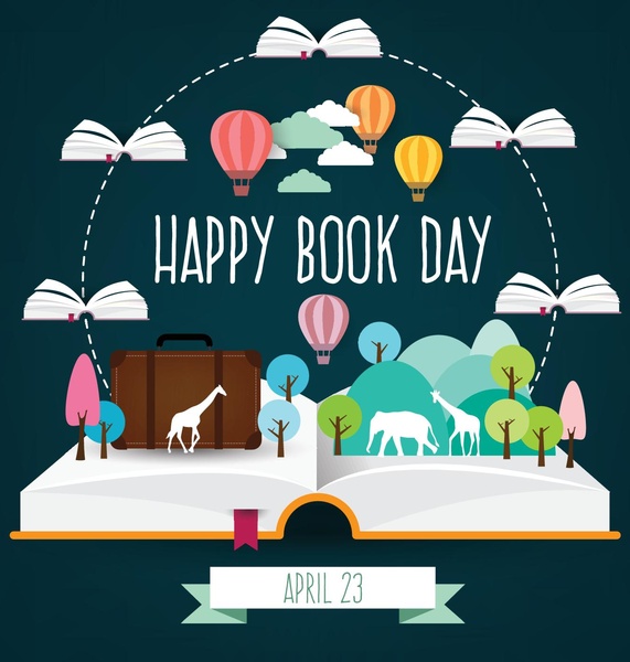 april happy book day vector design