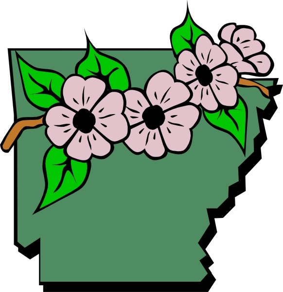 Arkansas Map And Flower clip art 