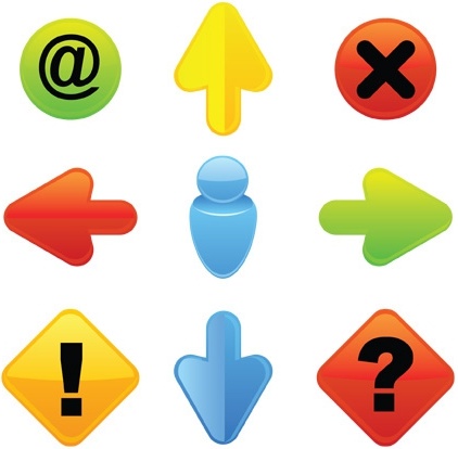 digital button icons modern colorful shapes