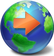 Arrow on globe earth