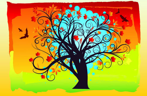 art autumn tree creative background vector