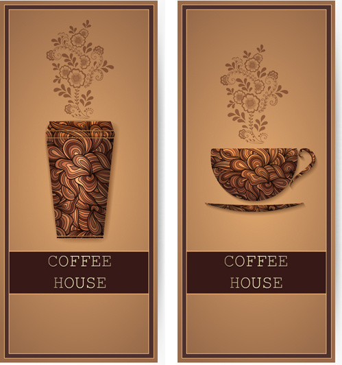 art pattern with coffee card vector 