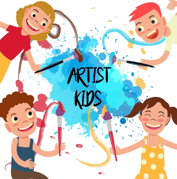 artist kids background joyful children grunge colored decor