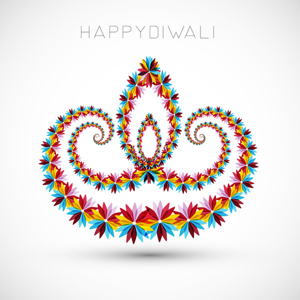artistic with floral colorful decoration for diwali festival celebration design vector