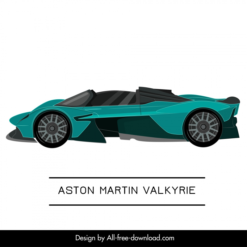 aston martin valkyrie car model icon modern side view sketch