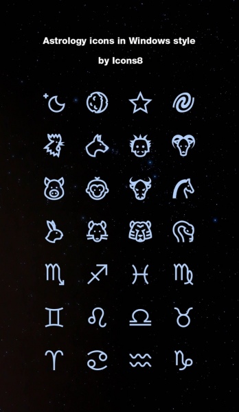 astrology icons in windows 10 style by icons8