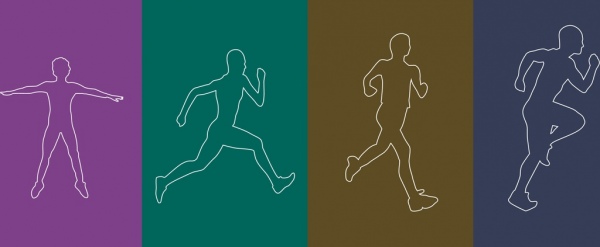 athletic icons outline various activities flat silhouette design