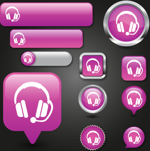 audio buttons vector illustration with pink background