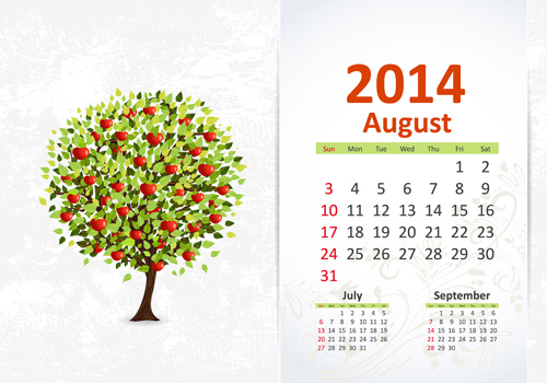 august14 calendar vector 