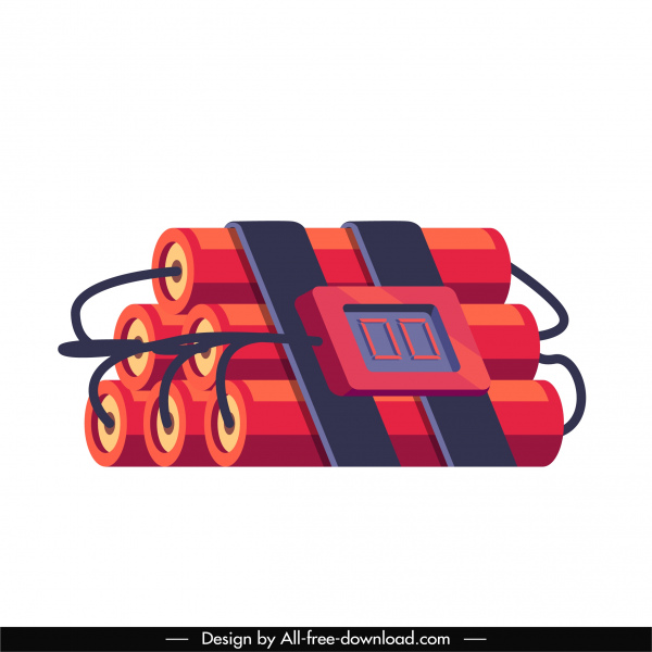 automatic explosive icon colored 3d firecrackers sketch