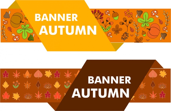 autumn decoration banners sets floral fruits design style