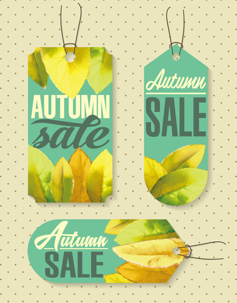 autumn decoration promotional tag vector