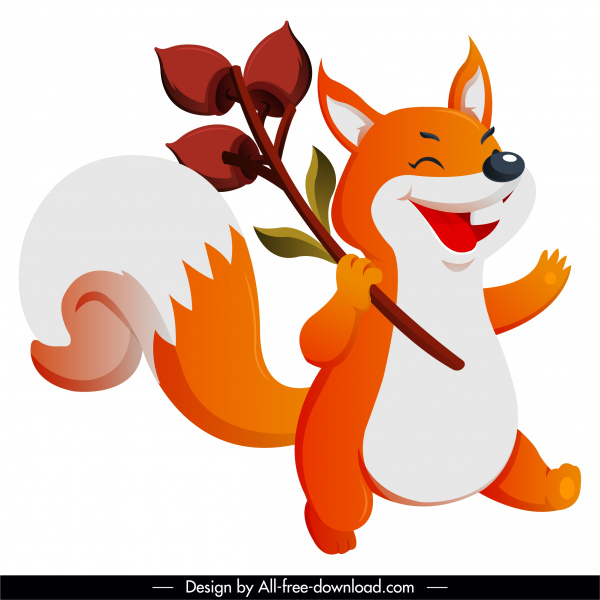 autumn fox icon cute cartoon character sketch