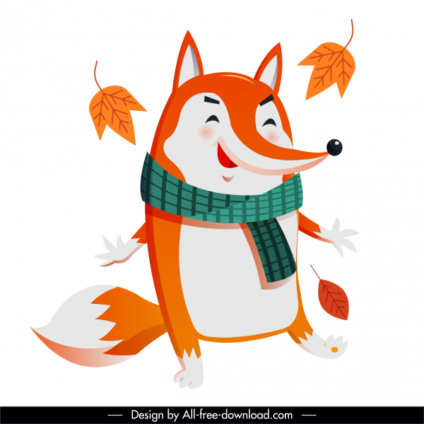 autumn fox icon cute stylized cartoon character sketch