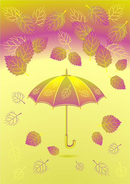 autumn leaf and umbrella vector background