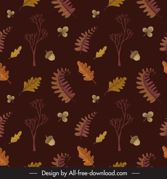 autumn pattern template dark classical nature elements decor