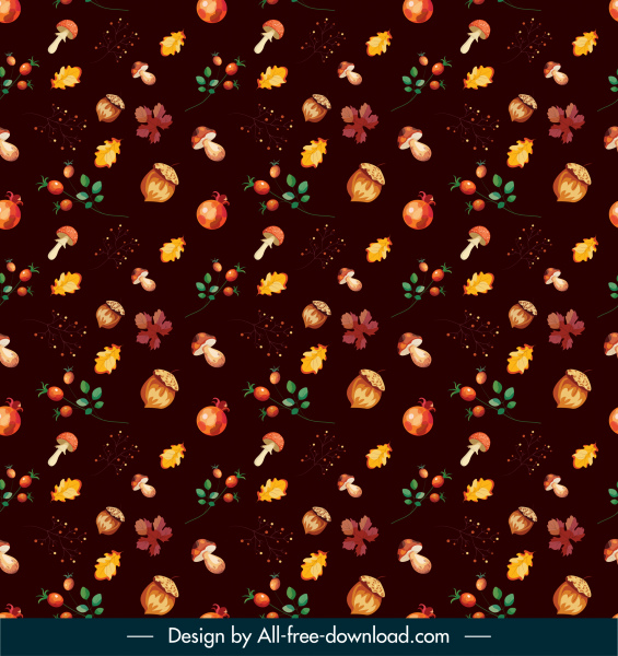autumn pattern template dark repeating plants elements