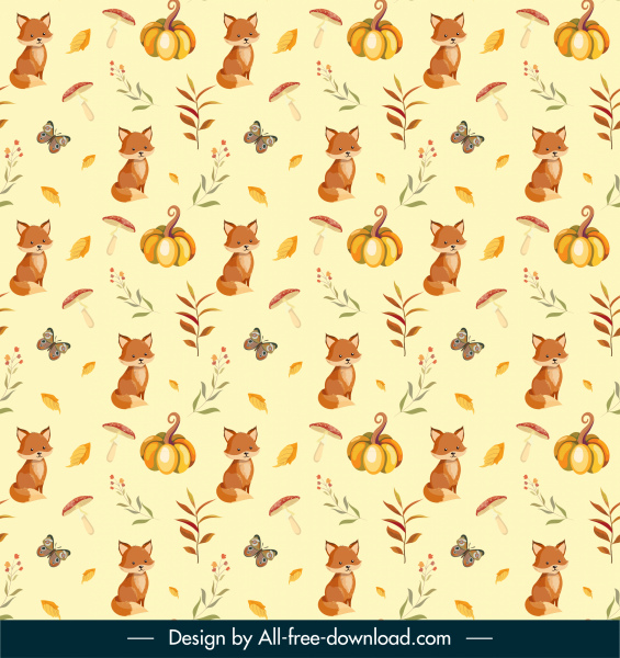 autumn pattern template nature elements decor repeating design