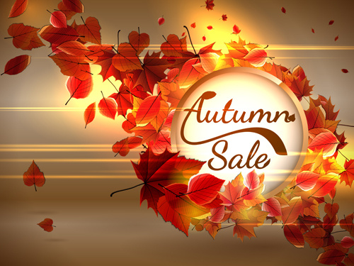 autumn sale background set vector